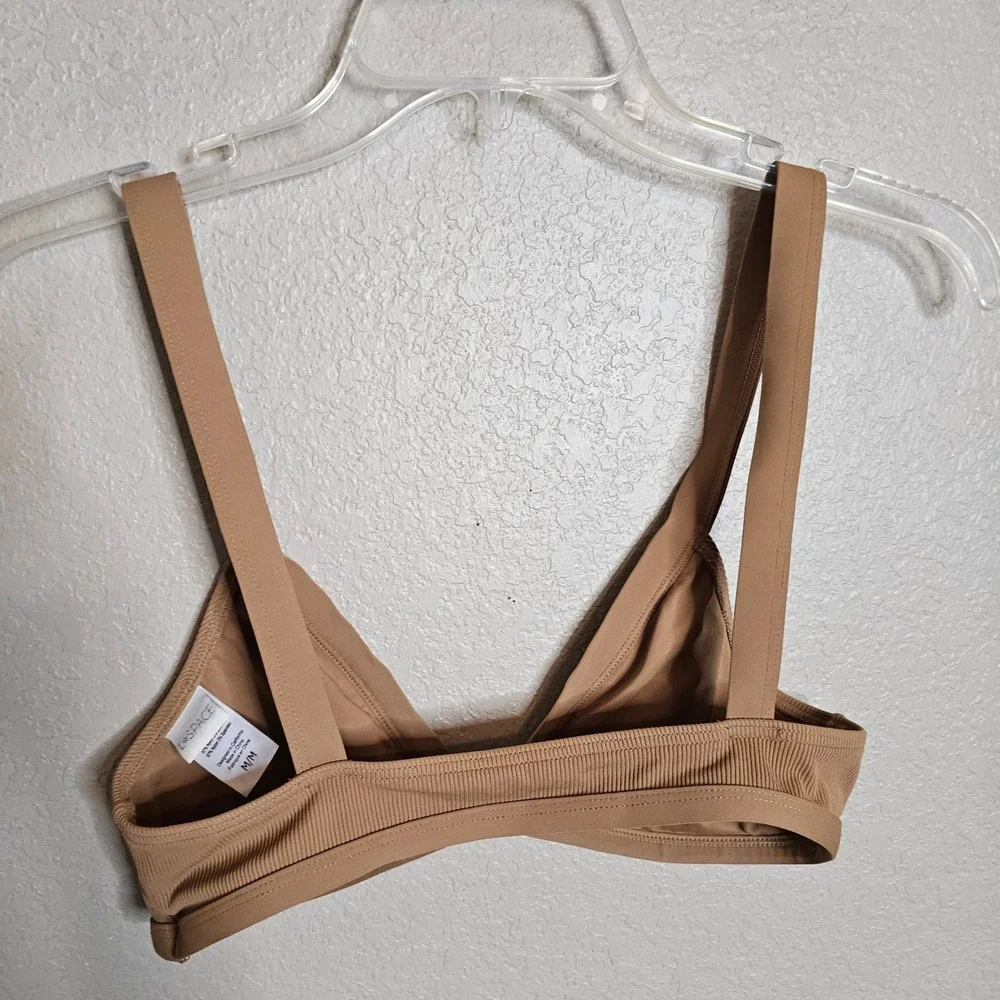 L*Space Farrah Ribbed Triangle Bikini Top Tan Camel Tan Swim Top Medium‎